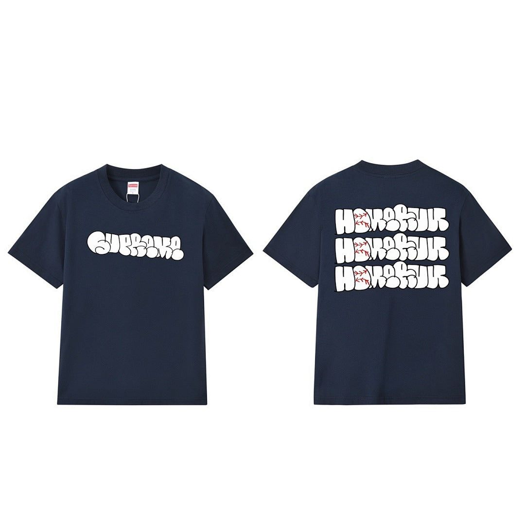 款号193P40💰 25SS HOMERUN 联名宽松纯棉T恤上衣短袖男女同款潮夏装休闲 宽松版型 采用260克精梳棉双纱 从面料到辅料全部三标齐全跟足ZP 进口松井公司浆料印花绝不开裂 整件 - view 1