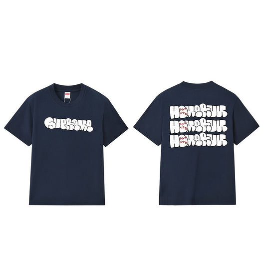 款号193P40💰 25SS HOMERUN 联名宽松纯棉T恤上衣短袖男女同款潮夏装休闲 宽松版型 采用260克精梳棉双纱 从面料到辅料全部三标齐全跟足ZP 进口松井公司浆料印花绝不开裂 整件 - view 1