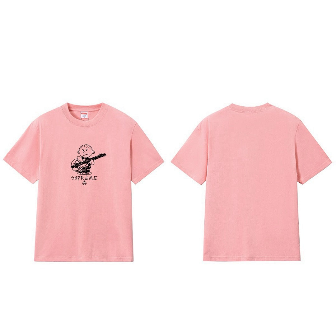 款号M196P40💰 Sup 21FW Rocker Tee 摇滚吉他手小孩卡通图案短袖T恤男女款情侣款潮 宽松版型 采用260克精梳棉双纱 从面料到辅料全部三标齐全跟足ZP 进口松井公司浆料印花 - view 1
