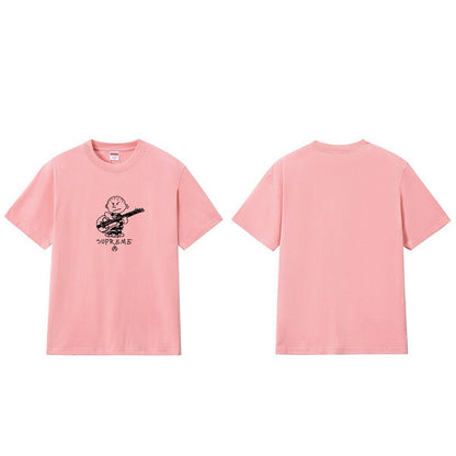 款号M196P40💰 Sup 21FW Rocker Tee 摇滚吉他手小孩卡通图案短袖T恤男女款情侣款潮 宽松版型 采用260克精梳棉双纱 从面料到辅料全部三标齐全跟足ZP 进口松井公司浆料印花 - view 1