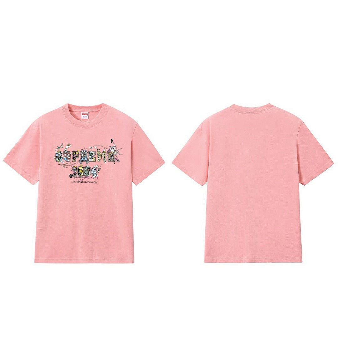 款号M198P40💰 Sup SS24夏季T恤系列WEEK19 卡通logo字母印花纯棉圆领短袖体恤 宽松版型 采用260克精梳棉双纱 从面料到辅料全部三标齐全跟足ZP 进口松井公司浆料印花绝不开 - view 2