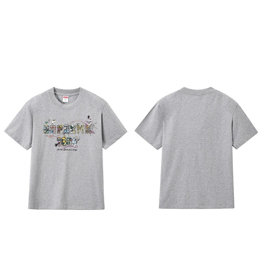款号M198P40💰 Sup SS24夏季T恤系列WEEK19 卡通logo字母印花纯棉圆领短袖体恤 宽松版型 采用260克精梳棉双纱 从面料到辅料全部三标齐全跟足ZP 进口松井公司浆料印花绝不开 - view 4