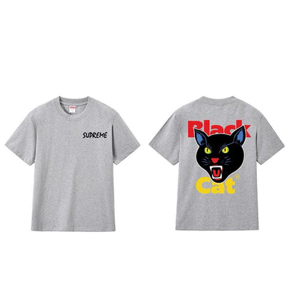款号M202P40💰 Sup小猫头logo短袖男女新款百搭纯棉印花时尚圆领休闲上衣T恤 宽松版型 采用260克精梳棉双纱 从面料到辅料全部三标齐全跟足ZP 进口松井公司浆料印花绝不开裂 整件做 - view 8