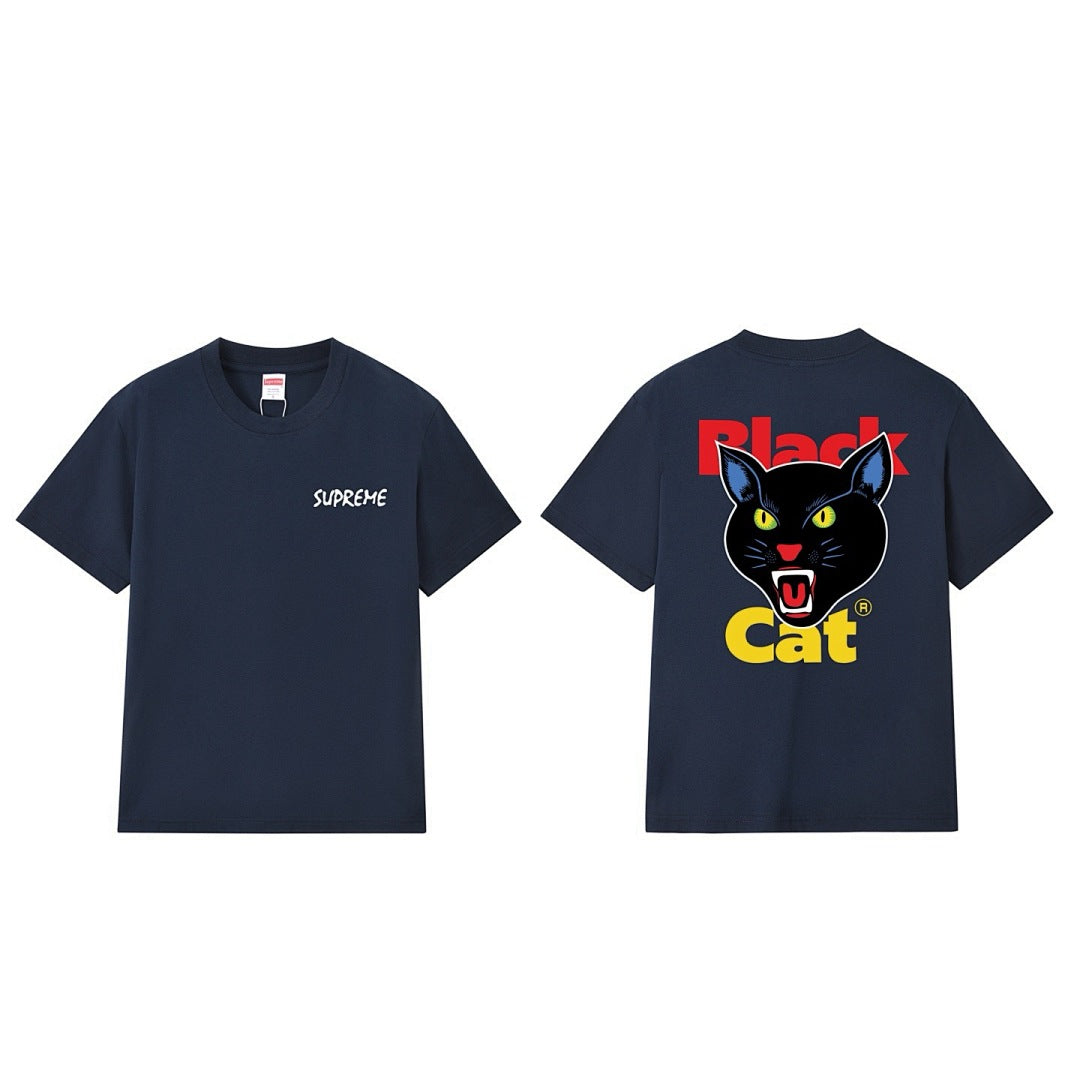 款号M202P40💰 Sup小猫头logo短袖男女新款百搭纯棉印花时尚圆领休闲上衣T恤 宽松版型 采用260克精梳棉双纱 从面料到辅料全部三标齐全跟足ZP 进口松井公司浆料印花绝不开裂 整件做 - view 10