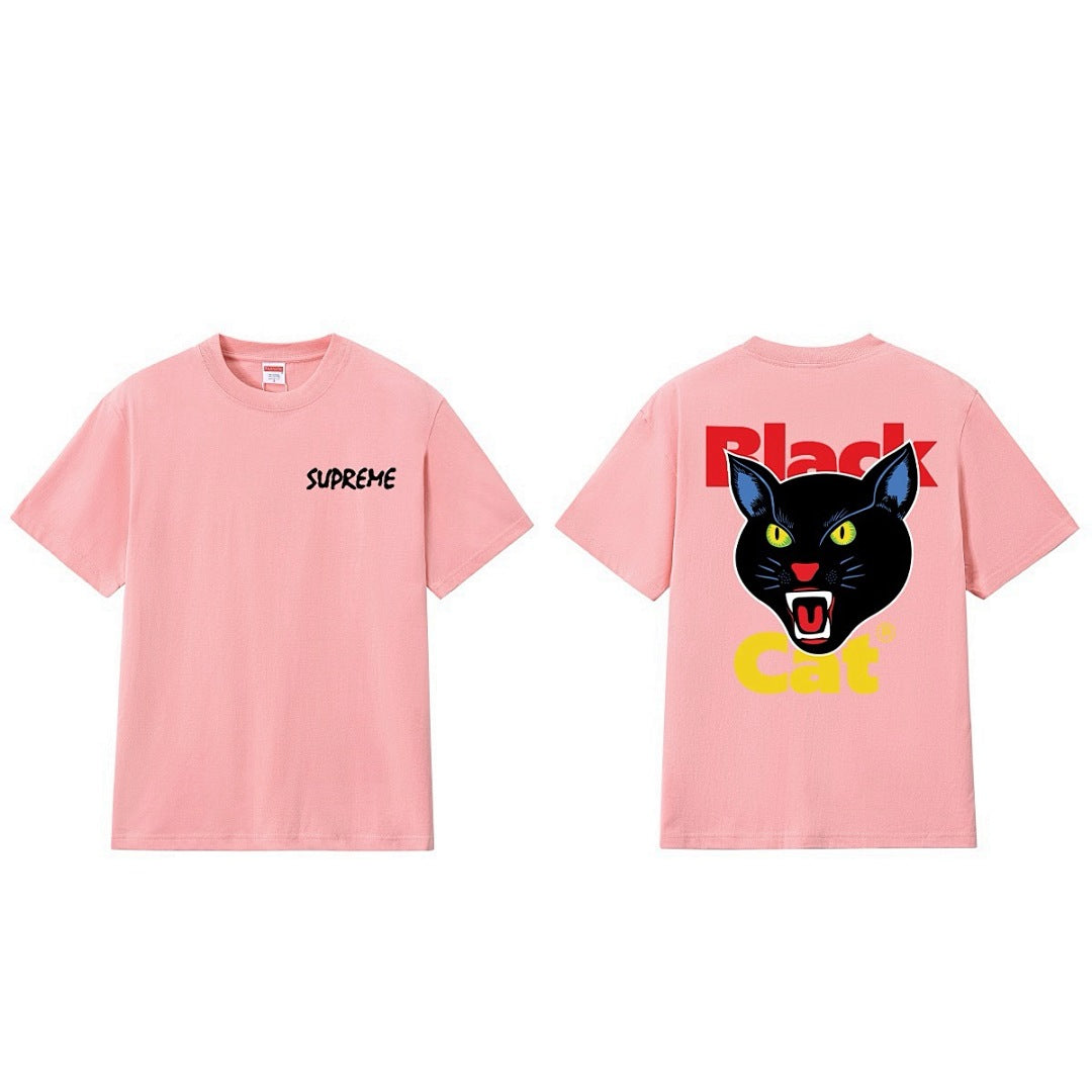 款号M202P40💰 Sup小猫头logo短袖男女新款百搭纯棉印花时尚圆领休闲上衣T恤 宽松版型 采用260克精梳棉双纱 从面料到辅料全部三标齐全跟足ZP 进口松井公司浆料印花绝不开裂 整件做 - view 11