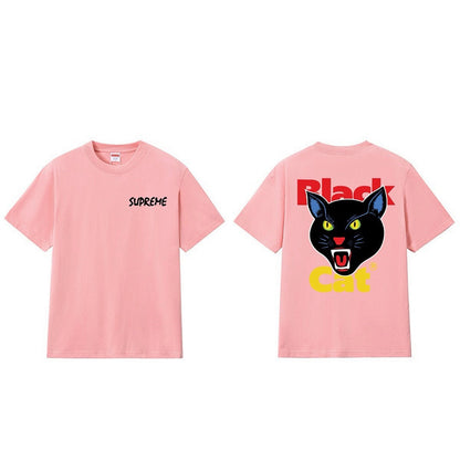 款号M202P40💰 Sup小猫头logo短袖男女新款百搭纯棉印花时尚圆领休闲上衣T恤 宽松版型 采用260克精梳棉双纱 从面料到辅料全部三标齐全跟足ZP 进口松井公司浆料印花绝不开裂 整件做 - view 11