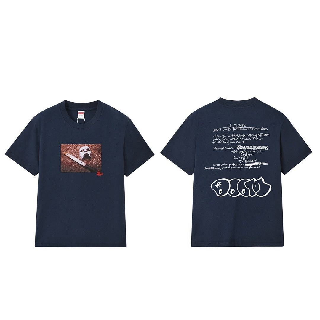 款号M215P40💰 SupxMFDOOM FW23款面具背面手写字母印花纯棉圆领短袖男女同款 宽松版型 采用260克精梳棉双纱 从面料到辅料全部三标齐全跟足ZP 进口松井公司浆料印花绝不开裂 - view 3
