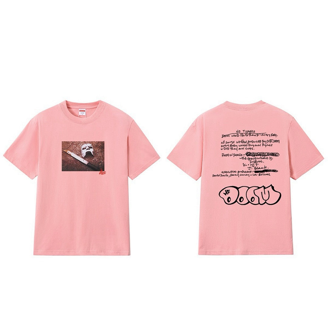 款号M215P40💰 SupxMFDOOM FW23款面具背面手写字母印花纯棉圆领短袖男女同款 宽松版型 采用260克精梳棉双纱 从面料到辅料全部三标齐全跟足ZP 进口松井公司浆料印花绝不开裂 - view 6