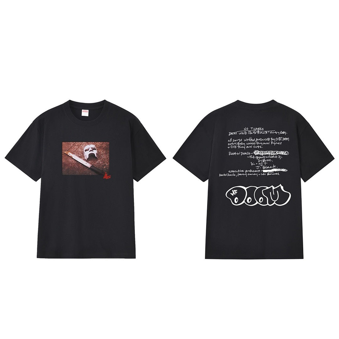 款号M215P40💰 SupxMFDOOM FW23款面具背面手写字母印花纯棉圆领短袖男女同款 宽松版型 采用260克精梳棉双纱 从面料到辅料全部三标齐全跟足ZP 进口松井公司浆料印花绝不开裂 - view 7