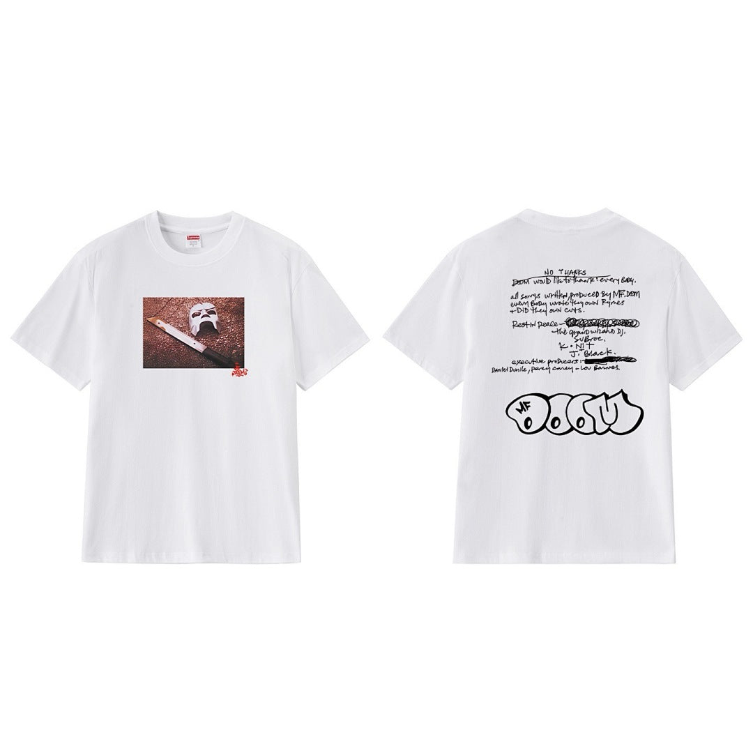 款号M215P40💰 SupxMFDOOM FW23款面具背面手写字母印花纯棉圆领短袖男女同款 宽松版型 采用260克精梳棉双纱 从面料到辅料全部三标齐全跟足ZP 进口松井公司浆料印花绝不开裂 - view 12