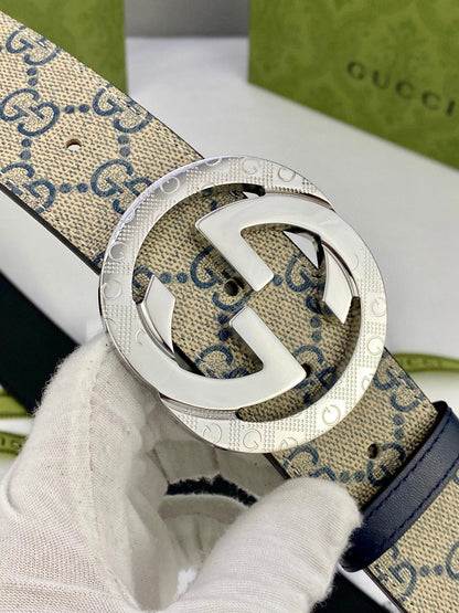 Gucci Men's Reversible Leather Belt | Double G Buckle | Gold & Silver