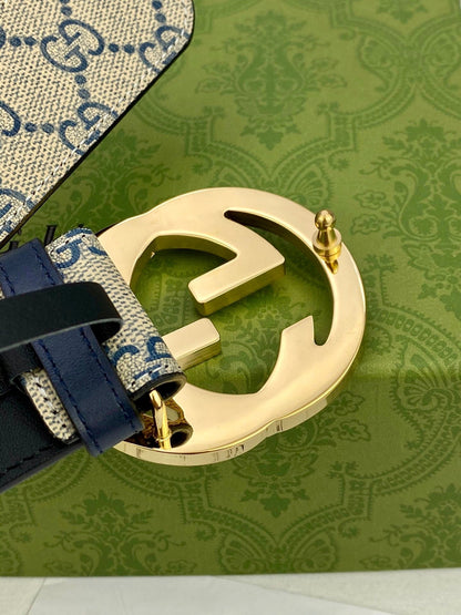 Gucci Men's Reversible Leather Belt | Double G Buckle | Gold & Silver