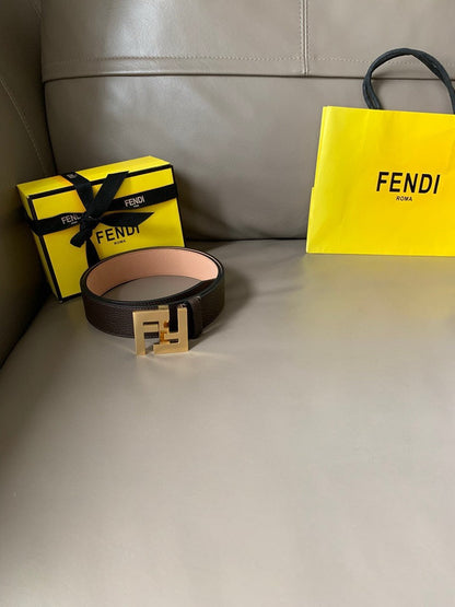 Men's Fendi Leather Belt | FF Double Buckle | Dress & Casual