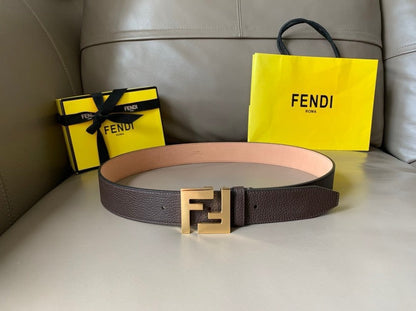 Men's Fendi Leather Belt | FF Double Buckle | Dress & Casual
