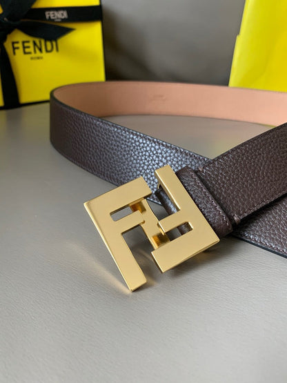 Men's Fendi Leather Belt | FF Double Buckle | Dress & Casual