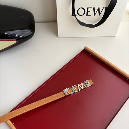 Women's Loewe Leather Belt | Anagram Gold Buckle | Dress & Casual